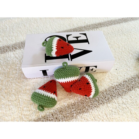 Crochet Keychain Watermelon Handmade Fruit Keychain Crochet Bag handmad Keychain - Picture 2 of 10
